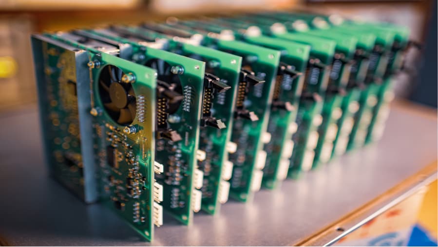 close-up image of green circuit board
