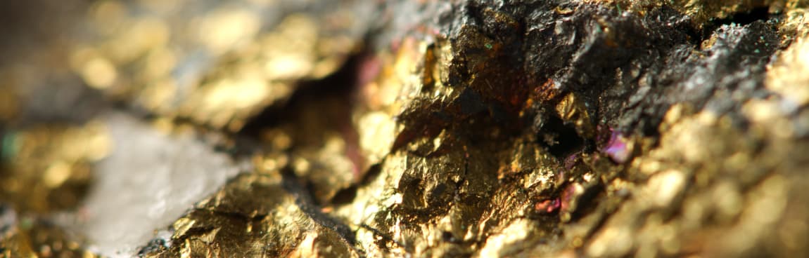 Close-upof gold under a microscope